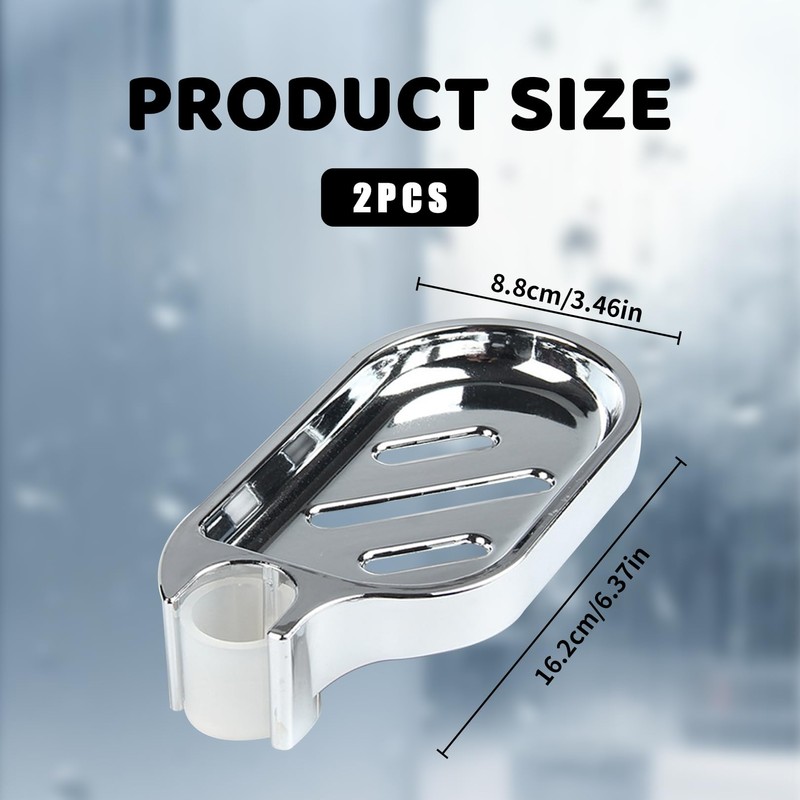 2 Pcs Shower Soap Holder,Dish for Tray,Clip-on Rail,Adjustable-Rust-Resistant with Grooved