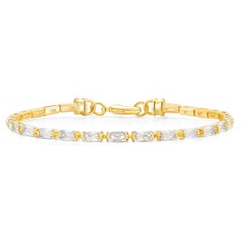 Titaniumcentral Tennis Bracelet for Women Gold Bracelet Baguette Cut Cubic Zirconia Tennis Glitter Bracelets for Women, Cubic Zirconia