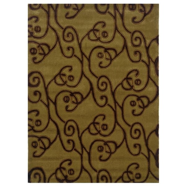 Linon Trio Milard Hand Tufted Polyester 5'x7' Rug in Green
