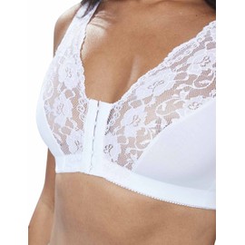 Eden House Ladies Cotton Lace Front Fastening Magic Bra White 18
