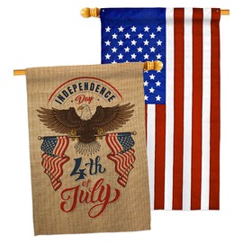 July 4th Freedom House Flag - Pack Patriotic Fourth of Independence Day Fireworks BBQ United State American USA Applique - Decoration Banner Small Garden Yard Gift Double-Sided Made In 28 X 40