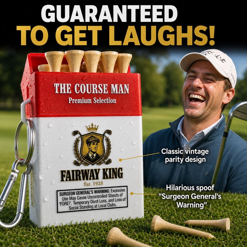 Funny Golf Tee Holder & 3.25" Wood Tees, Golf Gifts