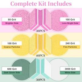 Bloque Pulidor De Uñas 100 Piezas - Limas De Uñas Mini De Grano 80/100/180/240/3000 Limas Para Uñas A Granel Kit Completo De Pulido Y Brillo De Uñas P