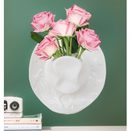 XMMEIMK Vase White Hanging Vase, Ceramic Cowboy Hat Wall Plant Holder, Unique Modern 3D Wall Art Decoration