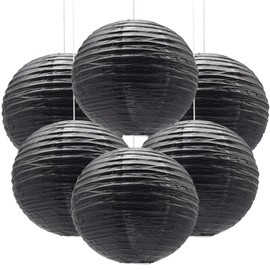 Ruidee Pack of 6 Paper Lanterns Round Lampshade Wedding Party Decoration Paper Lamps for Wedding Party Birthday Decoration (Black)