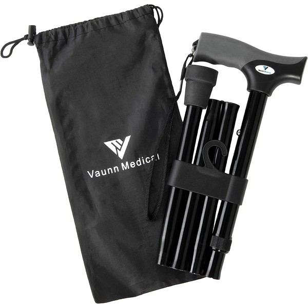 FSA/HSA Eligible, Vaunn Medical Easy Grip Height Adjustable Folding Cane/Walking