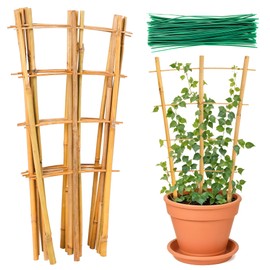 Bamboo Trellis, 6pack 16 Inch Small Plant Wood Bamboo Trellis for Climbing Plants Indoor Potted Plants