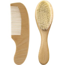 1 Set Wool Brush Set Baby Soft Brush Comb Infant Hair Brush Baby Hair Baby Wooden Comb Baby Registry Infant Hair Comb Newborn Three Piece Suit Beech Hair Care