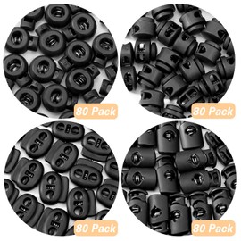 320 cierres de cable de plástico, topes de palanca de tope de resorte de doble orificio para cordones, bolsos, más, 4 estilos