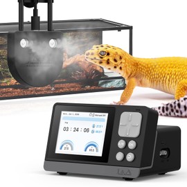 J&A Automatic Fogger for Reptile Tank, Mister for Terrariums, Humidifer with Programable Timer, Temp-Hygrometer Sensor, Ideal for Amphibians/Reptiles/Paludarium/Vivarium (Black)