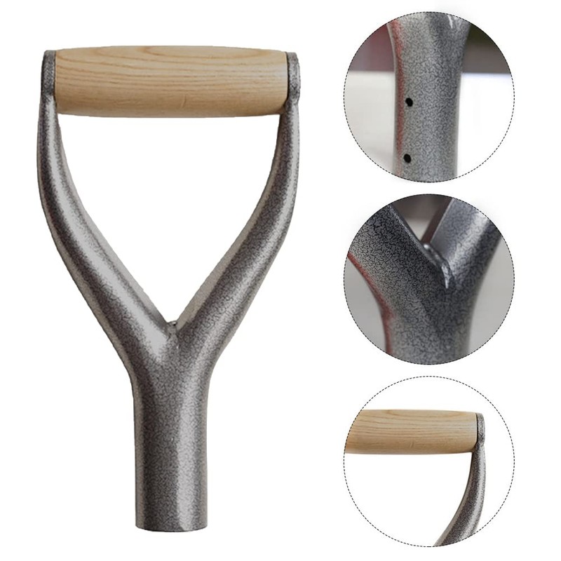 Shovel D Grip Handle,Metal Shovel Replacement Handle with Wooden Grip,31mm