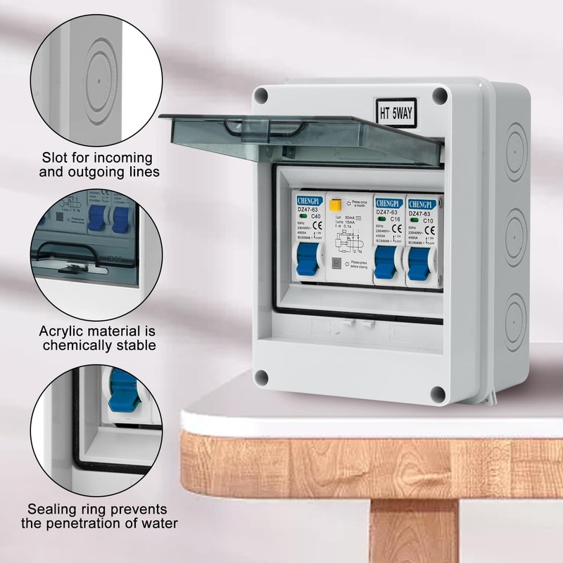 CHENGPI Surface-Mounted Fuse Box IP65, Surface-Mounted Distributor Small Distribution, Distribution