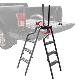 POKIAUTO 45" Foldable Pickup Truck Tailgate Ladder with Grab Handle, 360° Rotatable Heavy Duty Universal Folding Tailgate Step Ladder with Handrail for Pickup Truck (F250, RAM 2500 etc.) Accessories