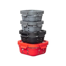 GENICOOK Glass Meal and Food Storage Containers with Silicone Wrap, Vent and Pro Grade Removeable Lockdown Levers, Square Shape - 8 pc Set (4 Containers - 4 Matching Lids)