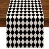 Nepnuser Black White Diamond Table Runner Tea Themed Party Decoration