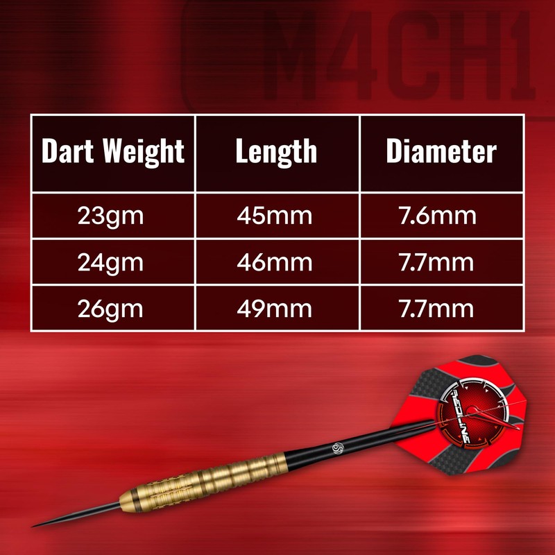 Shot! Darts Redline M4CH1 Steel Tip Dart Set Front Weighted
