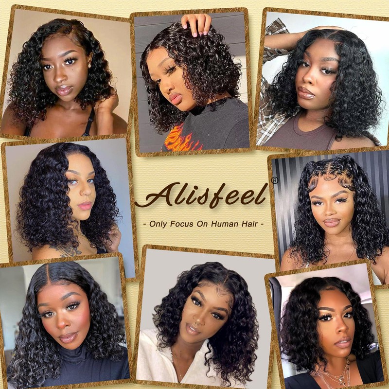 ALISFEEL Pelucas De Cabello Humano Con Ondas Al Agua 13X4,