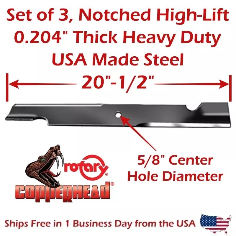 For Exmark COPPERHEAD 3-PK 60" HD BLADES EXMARK 103-2530, 103-2530-S,