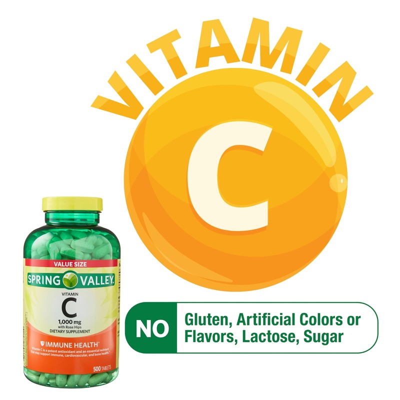  Spring Valley Vitamin C 1000mg with Rose HIPS Tablets