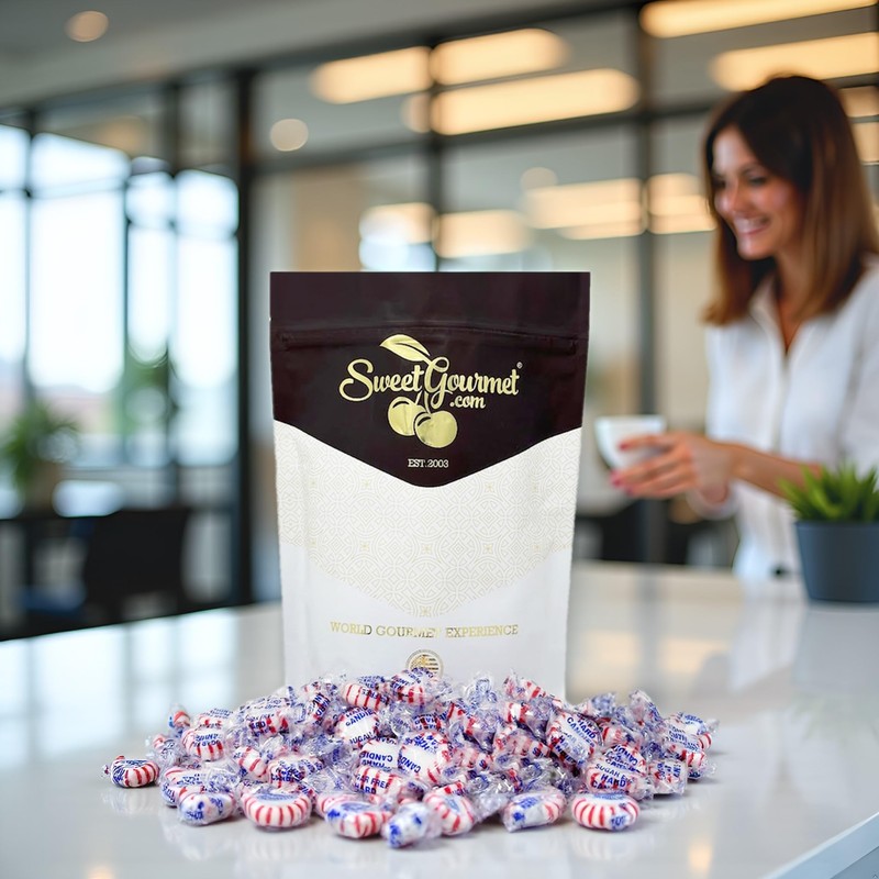 SweetGourmet Sugar-Free Peppermint Hard Candy, Wrapped Starlight Mints, 2 Pound,