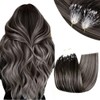 RUNATURE Microlink Hair Extensions Human Hair Ombre Black to Silver