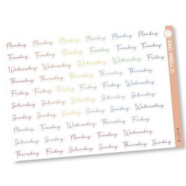 Day of the Week Header Planner Stickers, Planning Stickers, Color Print Planning Stickers, F5 (B-077-R) (#904-236-051L-WH)