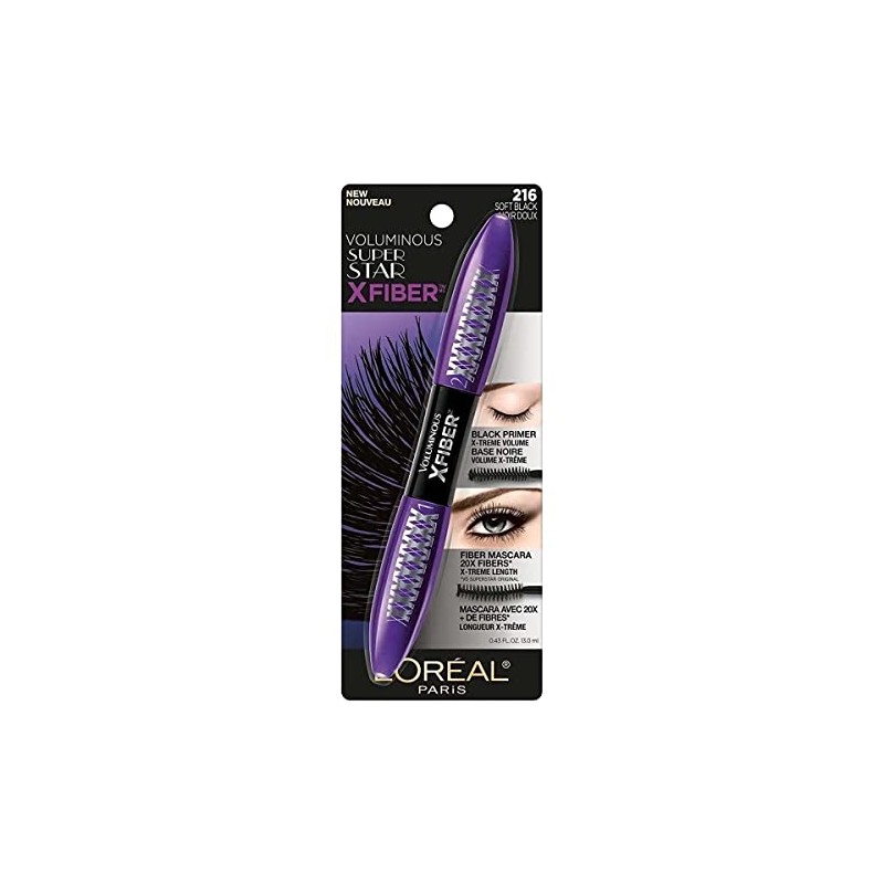 L´Oréal Paris Mascara de pestañas Lavable Voluminous Xfiber Blackest Black,