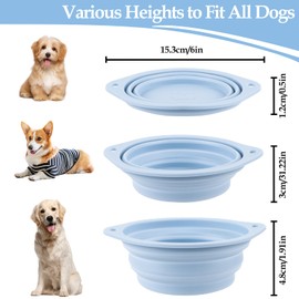 2 Stück Faltbare Reiseschale Auslaufsichere Hundenapf Faltbar aus Silikon Wassernapf für Hunde Unterwegs und Haustiere für Wasser und Futter（Rosa, Blau）