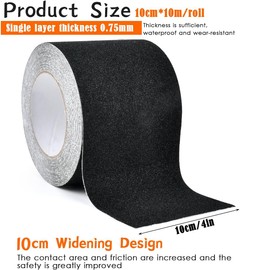 MCSWKEY Cinta Antideslizante, Cinta Antiderrapante para Escaleras de 10m x 10cm, Rollo de Cinta Antiderrapante, 80 Granos, Cinta Antideslizante para Baño, Rampas, Interior y al Aire Libre (Negro)
