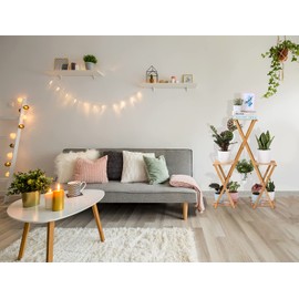 Foldable Plant Stand Bamboo Flower Pots Rack Hanging Plants 3-Tier 5 Stands Indoor Display Organizer Shelf for Home Outdoor Patio Lawn Garden Balcony