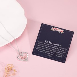 Fehki Gifts for Mom/Grandma/Nana/Aunt/Wife/Bestie/Sister, Love Heart Necklace for Women,Mother's day Christmas Birthday Gifts (Nana)