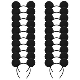 20 Pack Mouse Ears Solid Black ears Headband for Birthday Party Supplies and Mouse Themed costume Cosplay Decoration