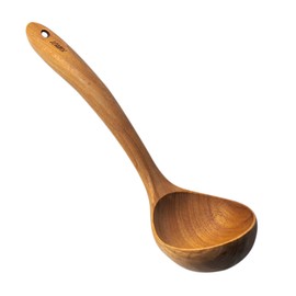 KHRUT, Teak Wood Soup Ladle, 11.5 inch long, Teak wooden utensils, wooden Soup Ladle, Long handle ladle for cooking, Natural Teak utensils, Non-stick cookware tools,