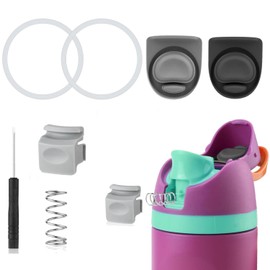 Bottle Seal Ring & Replacement Stopper & Button Compatible with Owala FreeSip 24oz 32oz Water Bottle Lid Mouth Stopper Accessories Sealing Gasket Silicone Plug BPA-Free (Black & Grey)