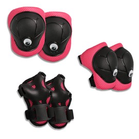 Innovative Child Protection Set for Boys and Girls - 3 in 1 Flexible Knee Pads, Elbow Pads and Wrist Guards + Mesh Bag - for Skateboard, BMX, Bike, Inline Skates & Scooter (Pink)