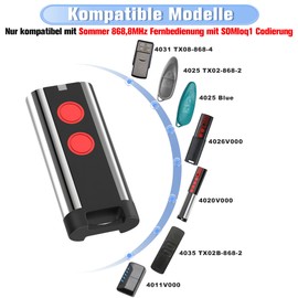 pepape 868MHz Garage Door Opener Remote Control for Sommer 4020V000, 4026V000, 4025V000, 4025 TX02-868-2, Radio Remote Control Garage Door for Summer Handheld Transmitter Gate Operators