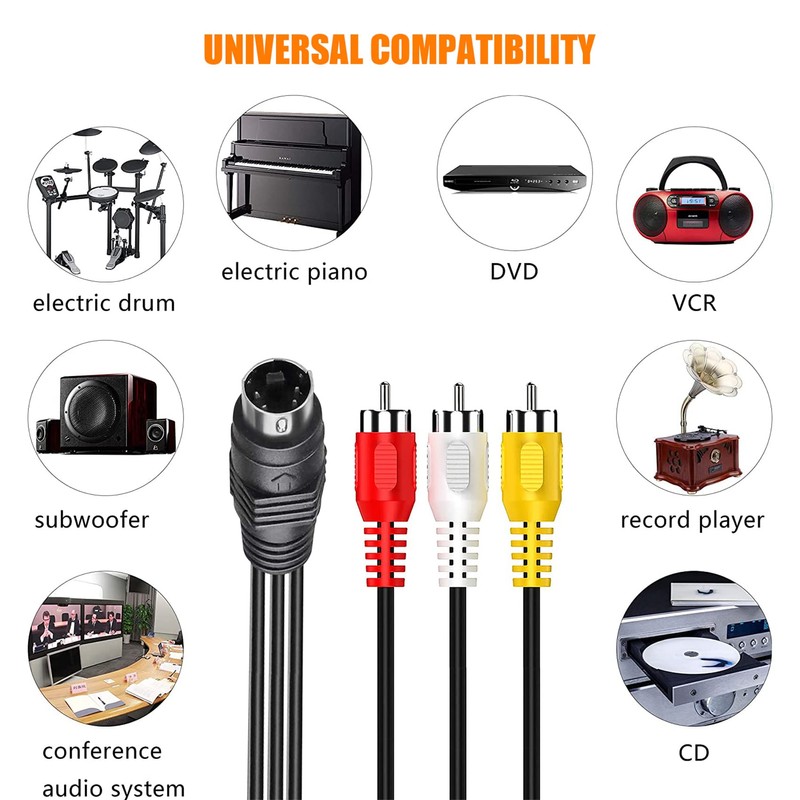 tunghey 4 Pin S-Video to 3 Male RCA Composite Video