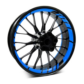 18-Piece Set of Wheel Rim Stickers for Motorcycle Car Rims Design Complete Set Rim Stickers for 15 Inch 16 Inch 17 Inch 18 Inch 19 Inch MR020 (06 Azure Blue)