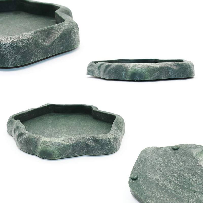 SLSON Small Reptile Feeder Terraium Bowl Plastic Shallow Reptile Feeder