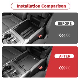 Linskip Console Safe Storage Compatible with 2021 2022 2023 2024 Ford F150 Accessories, for F-150 Security Console Insert, Console Gun Safe for F150 Storage Accessories(Black)