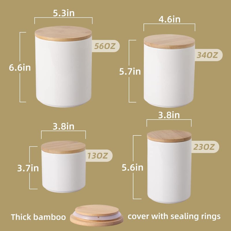 Sweejar Kitchen Canisters Ceramic Food Storage Jar Set, Stackable Containers