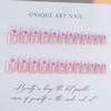 French Tip Press on Nails Medium Square Fake Nails Pink