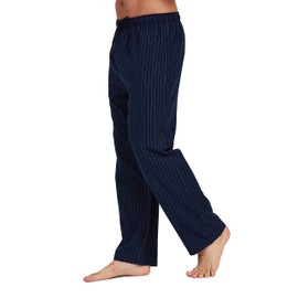 CYZ Men's 100% Cotton Super Soft Flannel Plaid Pajama Pants,Navy White Stripe,X-Large