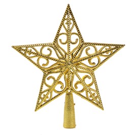 BORFUE Christmas Tree Topper Star Glitter Star Tree Topper Metal Star Tree Topper 3D Xmas Tree Star Topper for Christmas Tree Decorations Home Holiday Xmas Party Indoor Decor (Gold)