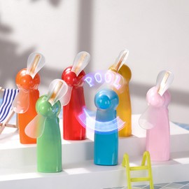 Rossesay 12 Pcs Mini Fans Bulk Pool Party Favors, Pool LED Glow Light up Message Personal Handheld Battery Powerful Fans Summer Gift for Travel Office Outdoor