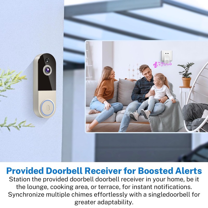 NexoSora 1080p Wireless Doorbell Camera with Receiver, AI Human Detection,