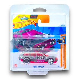 Hot Wheels Track Dwagon (Grey & Pink) 4/5 HW Track Champs - 2024-189/250 (Short Card) - includes a KLAS Car Keeper Protector Case - HRY74