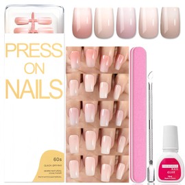 5 Farbe Natürliche Farbverlauf Kunstnägel Zum Aufkleben - 120Pcs Kurz Press On Nails Square - Vollständige Abdeckung Falsche Nägel - Ombre Acryl Künstliche Nägel Für Frauen Und Mädchen (Quadratische)