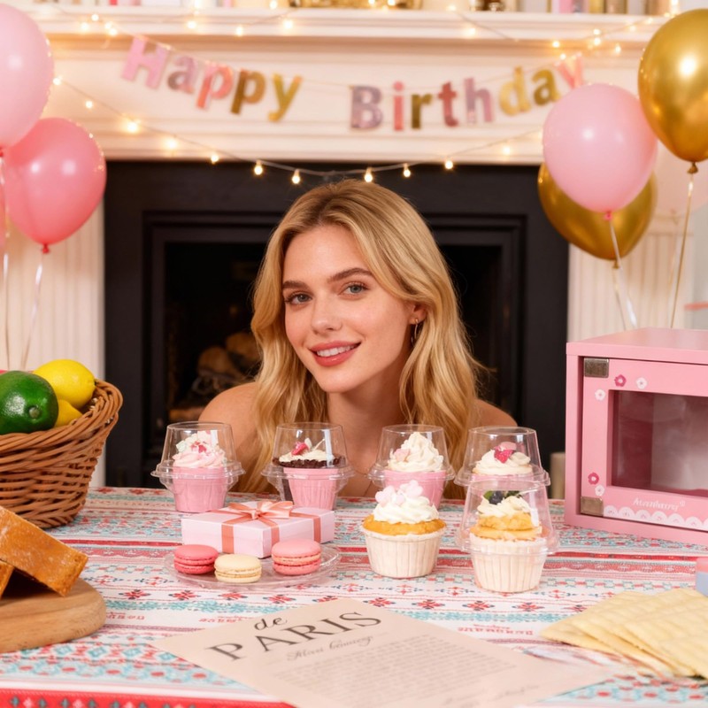 NPLUX 50 Pack Individual Cupcake Containers Plastic Cupcake Boxes Cupcake