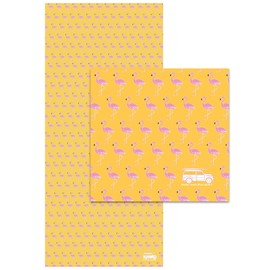 Surf and Racquet Towels, Quick Dry, Sand Resistant, Light Weight and Compact (Flamingo Yellow and Pink, 78 x 35 Towel)